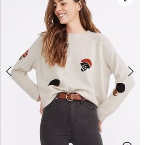 NWT Madewell Mushroom Intarsia Pullover Sweater